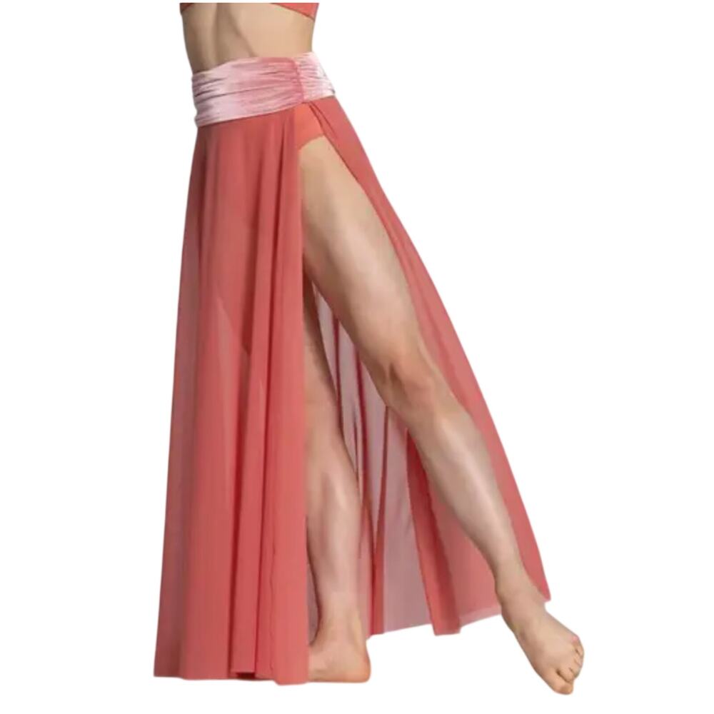 Weissman Coral Pink Dance Skirt with Blush Waistband